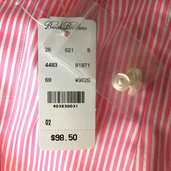 🐑 𝐁𝐑𝐎𝐎𝐊𝐒 𝐁𝐑𝐎𝐓𝐇𝐄𝐑𝐒 🐑 French Cuff Blouse Pink/White Stripe NEW!! - Picture 11 of 11